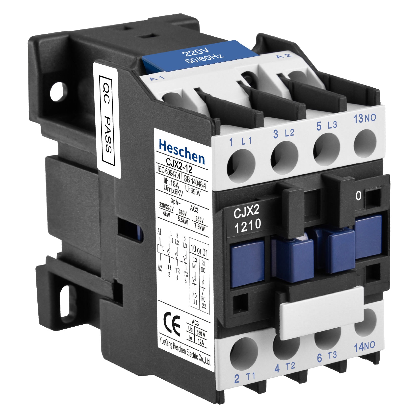 CJX2-1210 Motor Starter Relay – 25A Contactor, Normally Open, AC Coil Voltage Options (24V–380V) – LC1-D Compatible, AC110V Shown