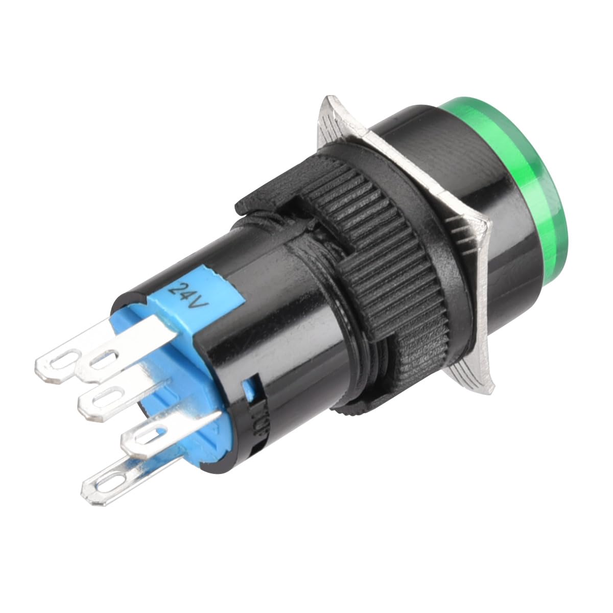 Heschen 16mm Round Latching Push Button Switch 1NO 1NC 12V/24V/110V/22