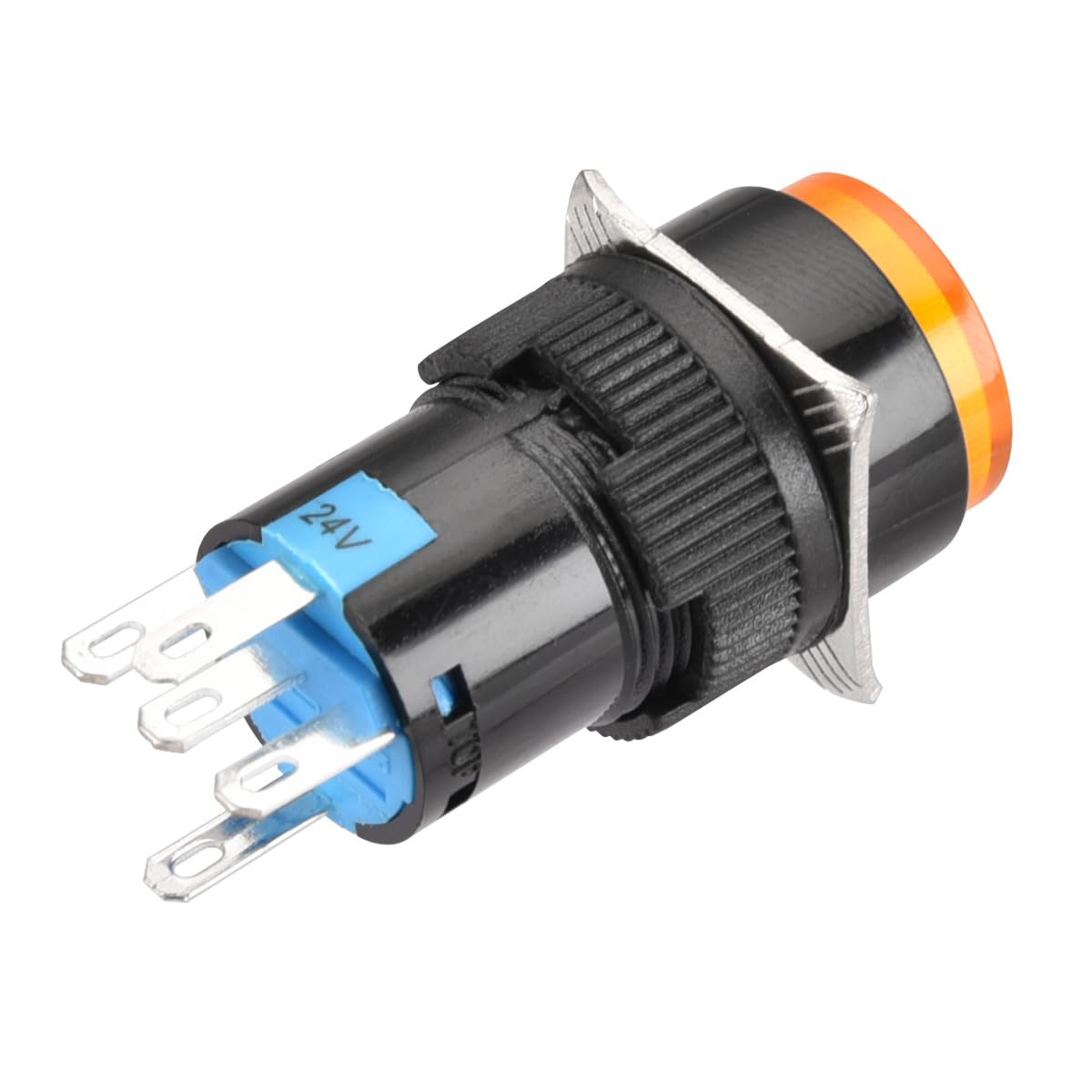 Heschen Interrupteur à bouton-poussoir carré de 16mm, type à verrouillage,  1NO 1NC, rouge bleu jaune vert orange, lampe LED 220V