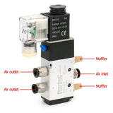 Heschen Electrical Pneumatic Solenoid Valve 4V210-06 12V/24V/110V/220V PT1/8 5 Way 2 Position Single Coil Pilot-Operated Electric CE with Fittings and Muffler