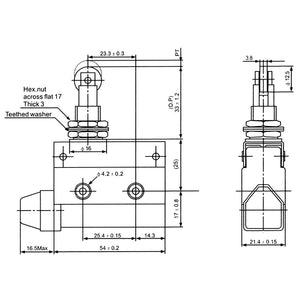 Momentray short hinge lever actuatorHorizontal limit switch