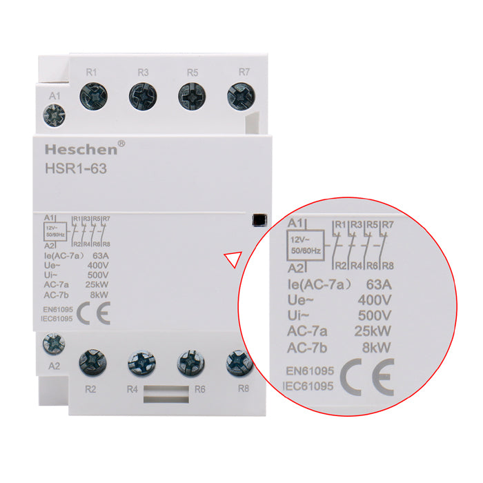 Contacteur CA domestique HSR1-63 63A 4P NC normalement fermé