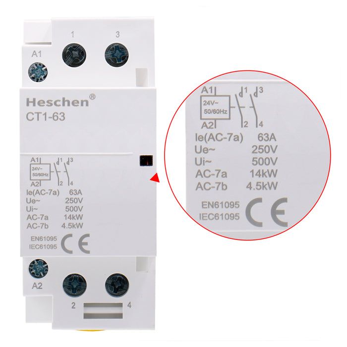 Contactor de CA doméstico CT1-63 63A 2 polos NO