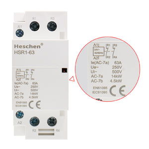 Contactor de CA doméstico HSR1-63 63A 2P NC Normalmente cerrado
