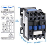 Heschen AC Contactor CJX2-1201 24V 50/60Hz Coil 3P 3 Pole Normally Closed Ie 12A Ue 380V