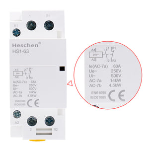 Contactor de CA doméstico CT1-63 63A 2 polos 1NA 1NC
