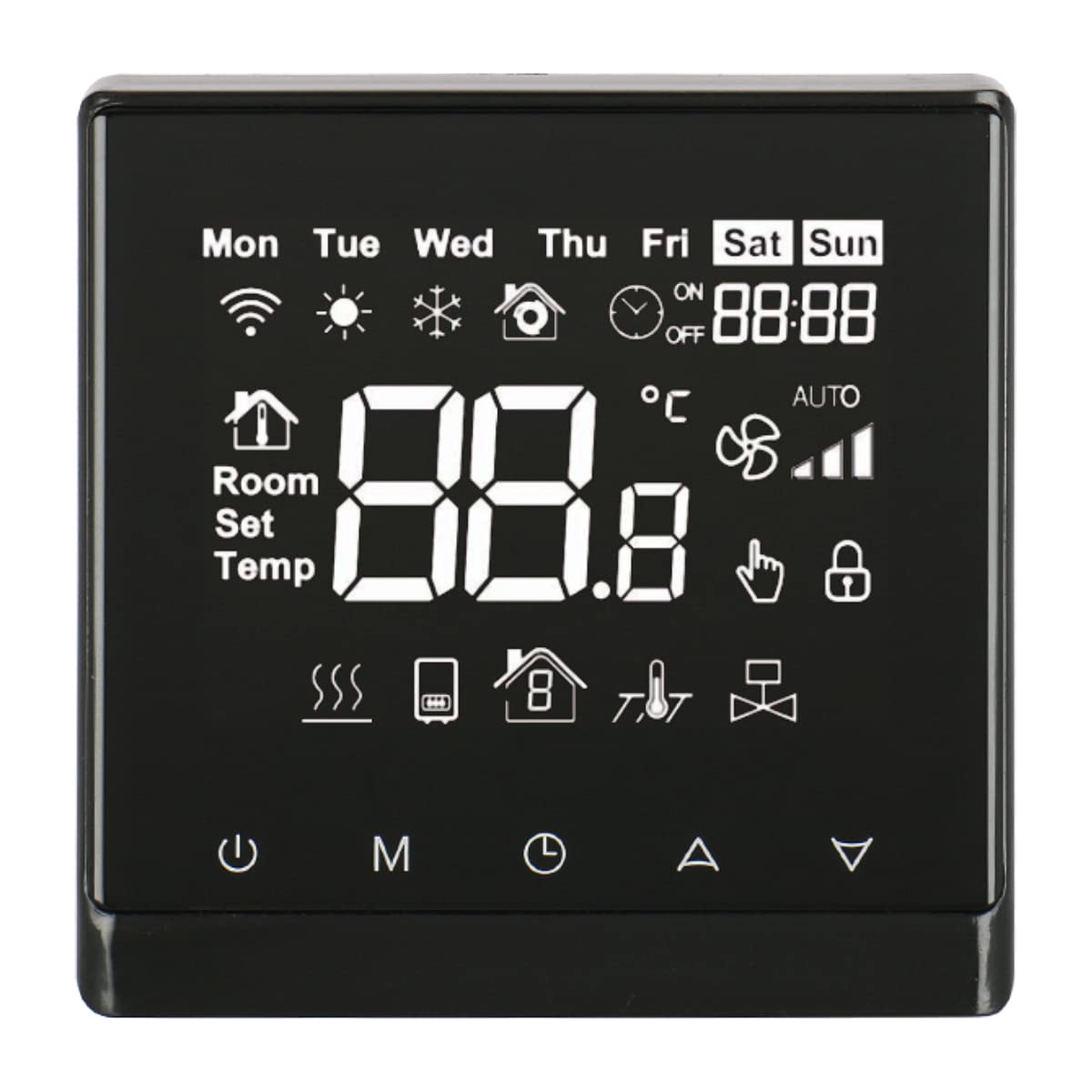 Heschen LCD Digital Black Screen Programmable Thermostat C505 AC220-24