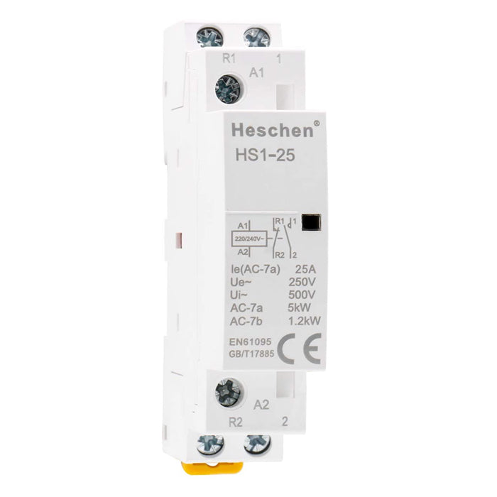 Household AC Contactor HS1-25 2 Pole 1NO 1NC 220V/230V Coil Voltage –  Heschen