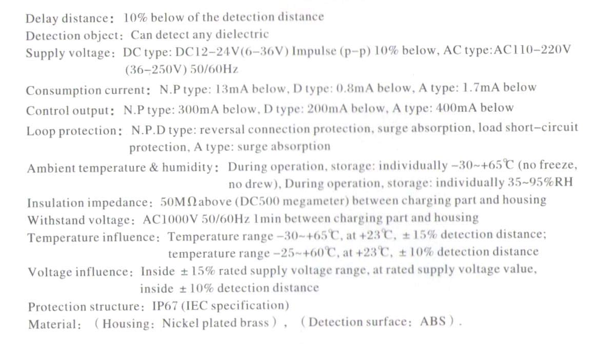 Capacitive Proximity Sensor Switch 6-36 VDC 300mA