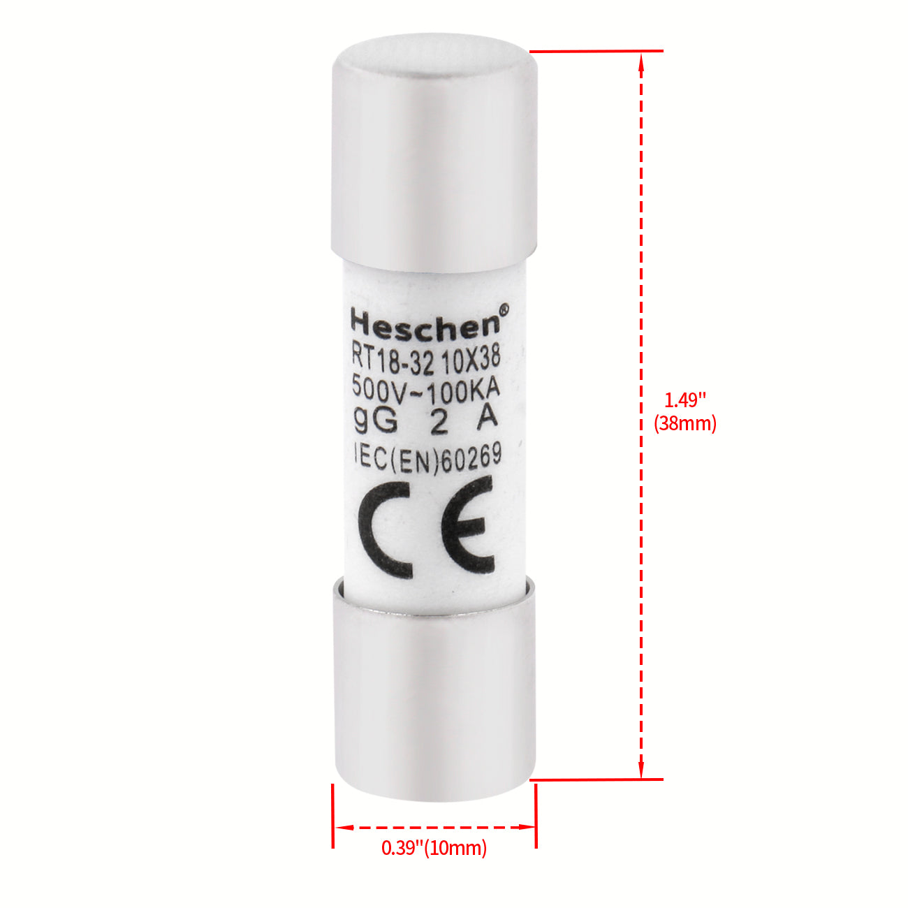 Eslabón fusible de tipo cilíndrico 10 * 38 2A