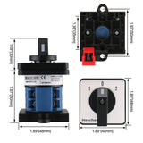 Universal Rotary Cam Selector Changeover Switch for DIN rail-mounting 35 mm SZW26-20/D202.2-B11R 660V 20A ON-OFF-ON 3 Position 2 Phase 8 Terminals CE