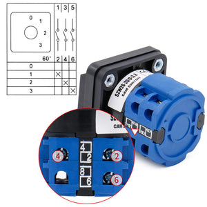 interrupteur à came 20A 4 positions 2 phases