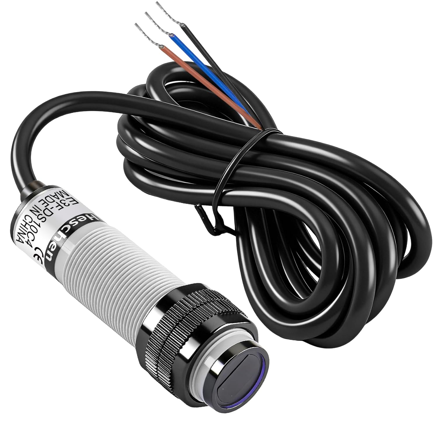 Heschen M18 Photoelectric Sensor Diffuse Reflection Sensor Switch E3F-DS10C4 NPN NO 200mA Sensing Distance 10cm 3 Wires