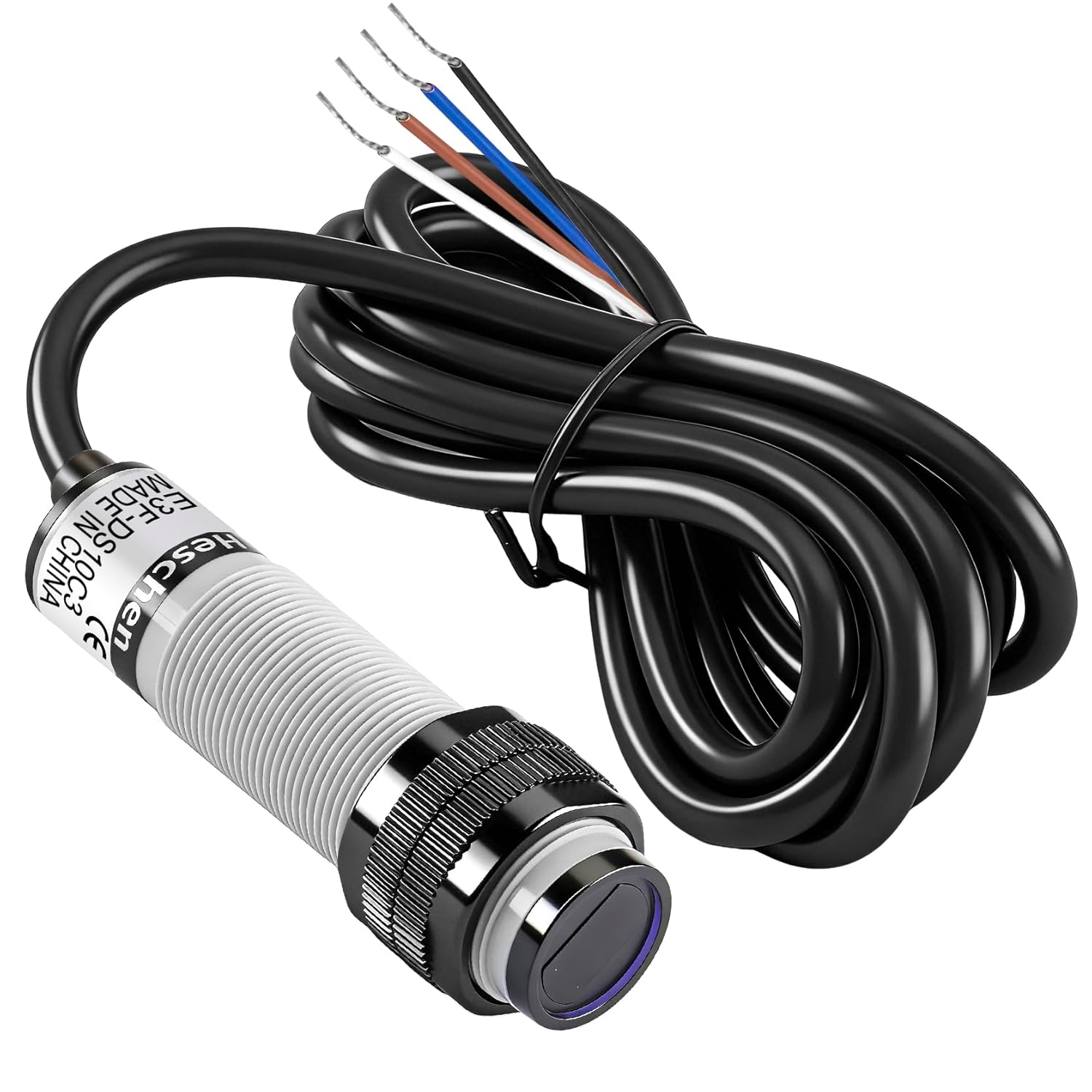 Heschen M18 Photoelectric Sensor Diffuse Reflection Sensor Switch E3F-DS10C3 NPN NO+NC 200mA Sensing Distance 10cm 4 Wires