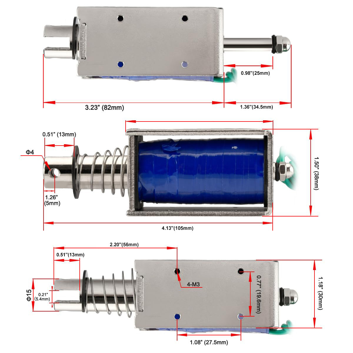 Heschen Solenoid Electromagnet customized HS-1564B 25mm DC 12V Stroke 60N Push Pull Type Open Frame Linear Movement