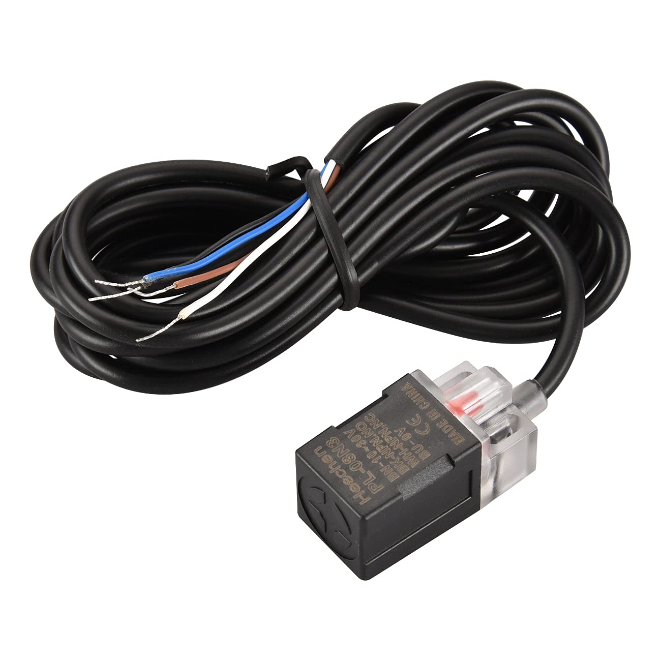 Heschen Square Inductive Proximity Sensor Switch Non-Shield Type PL-08N3 Detector Distance 8mm 10-30VDC 200mA NPN NO+NC 4 Wire,Pack of 5