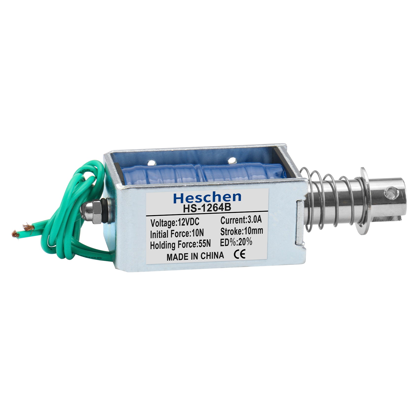 Hechen Solenoid Electromagnet HS-1264B DC12V/24V 55N 10mm Stroke Push Pull Type Open Frame Door Lock