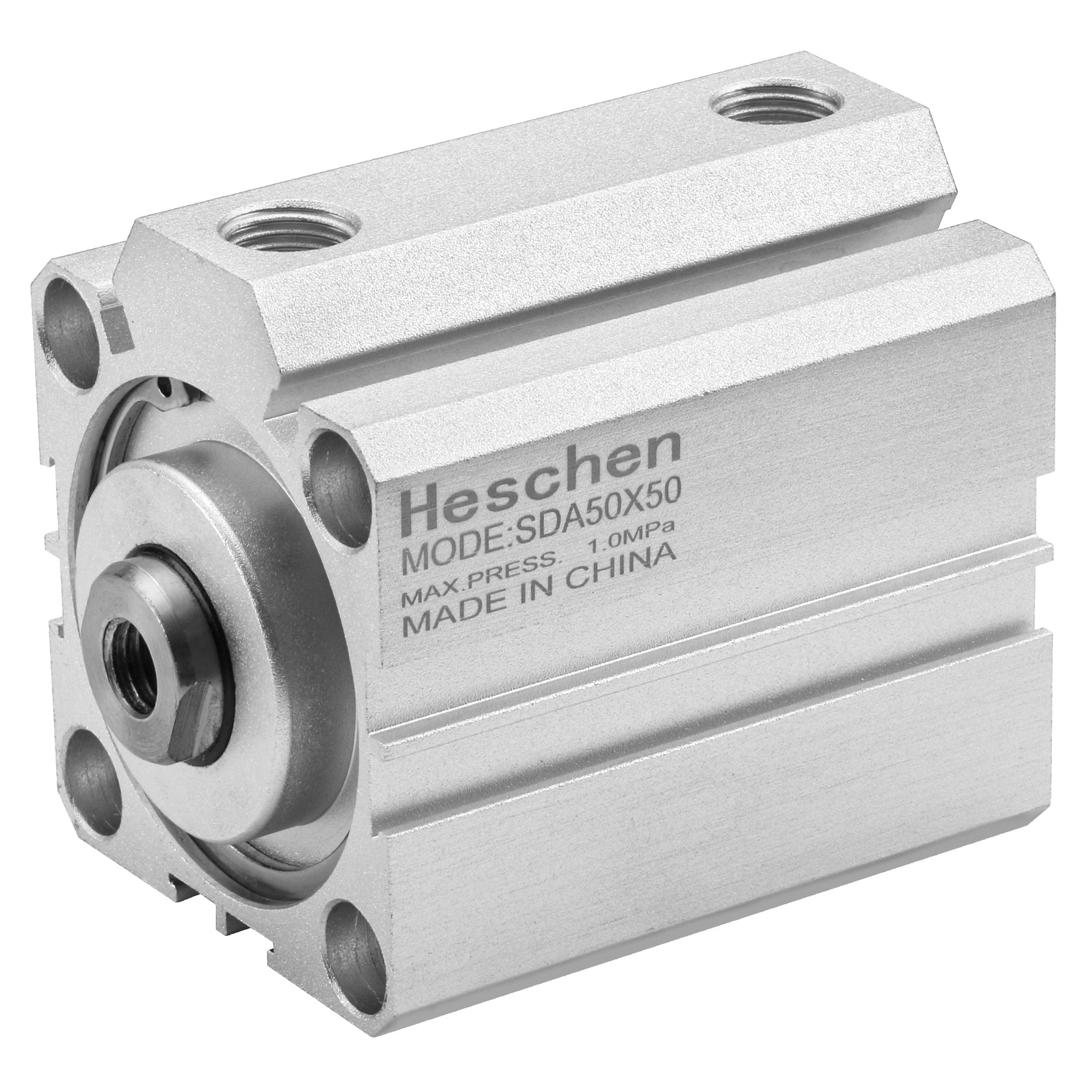 Heschen Pneumatic Compact Aluminum Air Cylinder, SDA 50-50, Bore 50mm, Stroke 50mm, PT1/4'' Port Size, Double Acting
