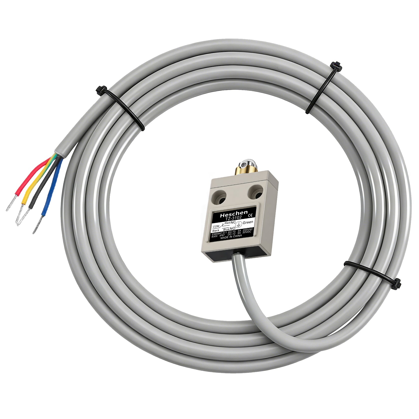 Heschen Limit Switch TZ-3102 1NO+1NC SPDT IP67 Stainless Steel Roller Plunger IP67 Waterproof