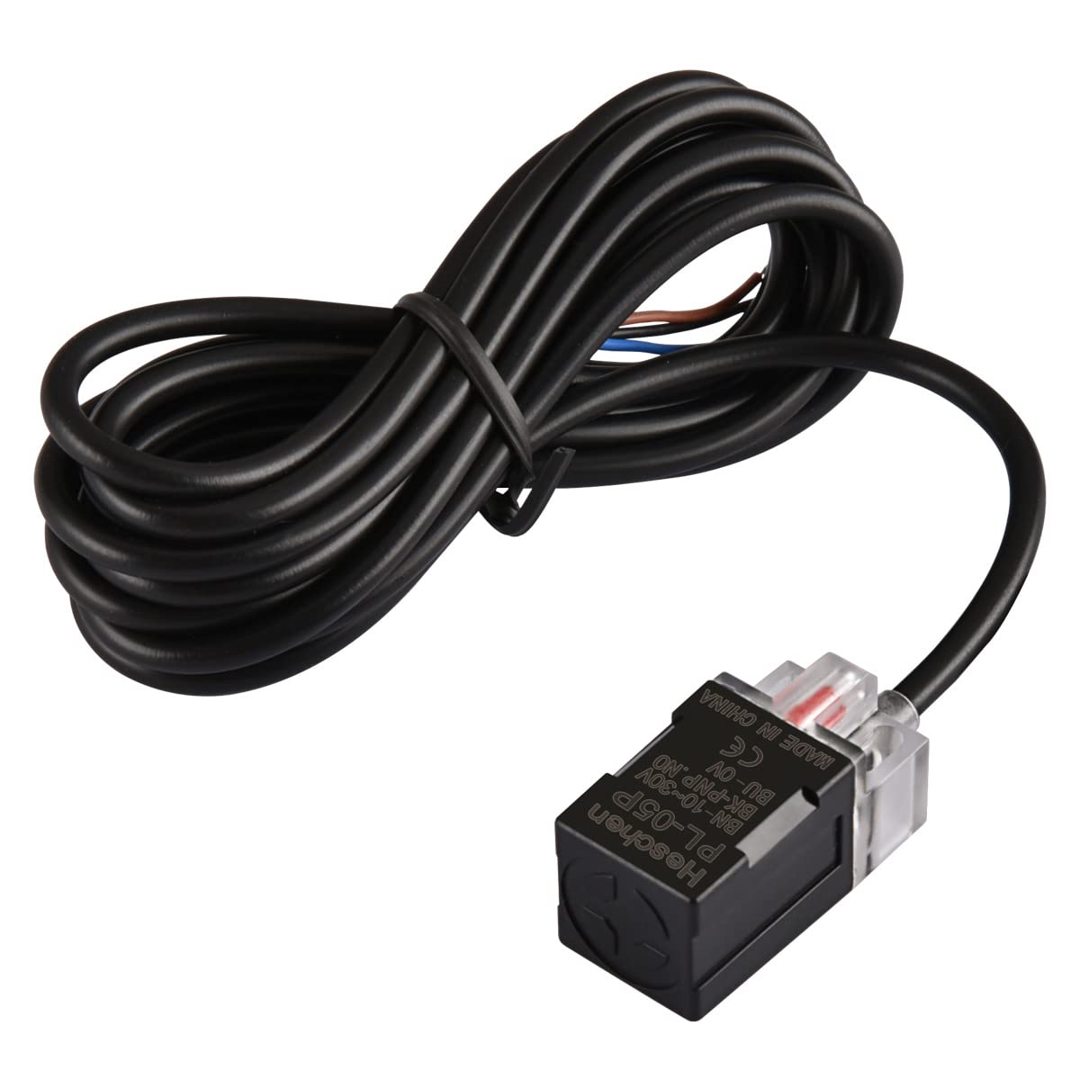 Heschen Square Inductive Proximity Sensor Switch, Non-Shield Type, PL-05P, Detector Distance 5mm, 10-30VDC 200mA, PNP Normally Open(NO), 3 Wire,Pack of 5