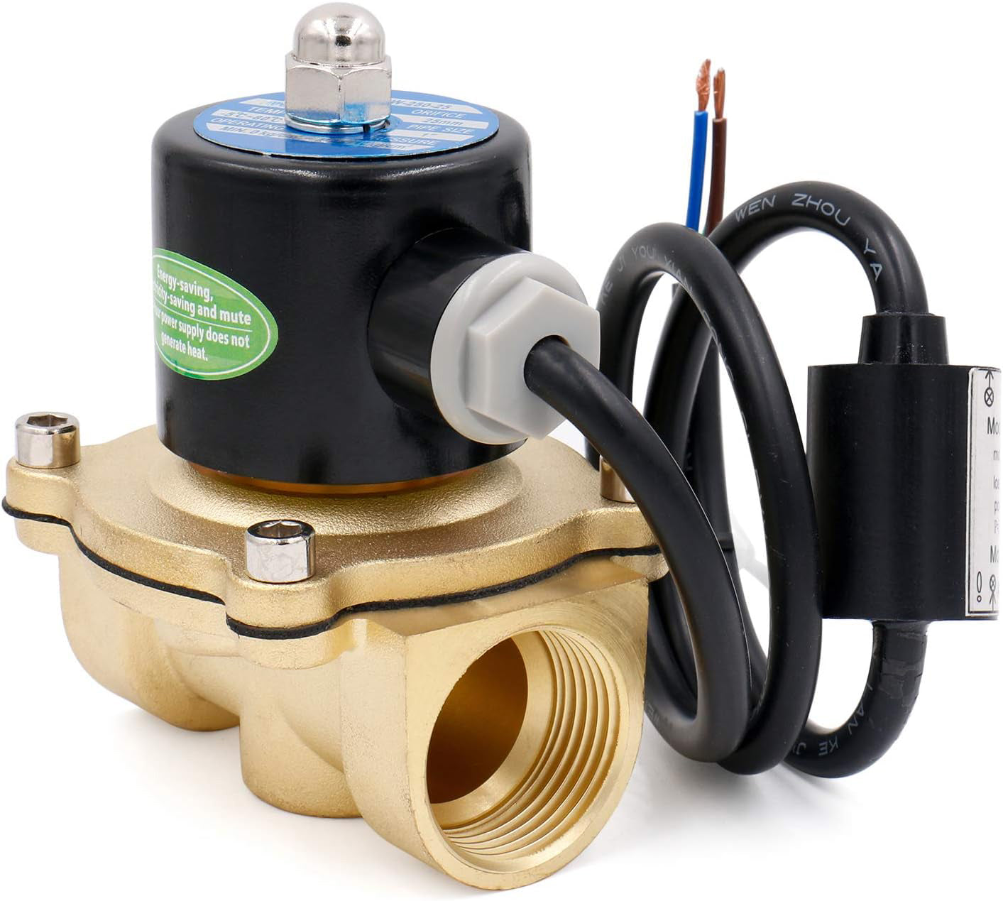 Heschen Brass Electric Solenoid Valve, 2W-250-25, PT 1'', Direct Action Water, Normally Closed, Replacement Valve