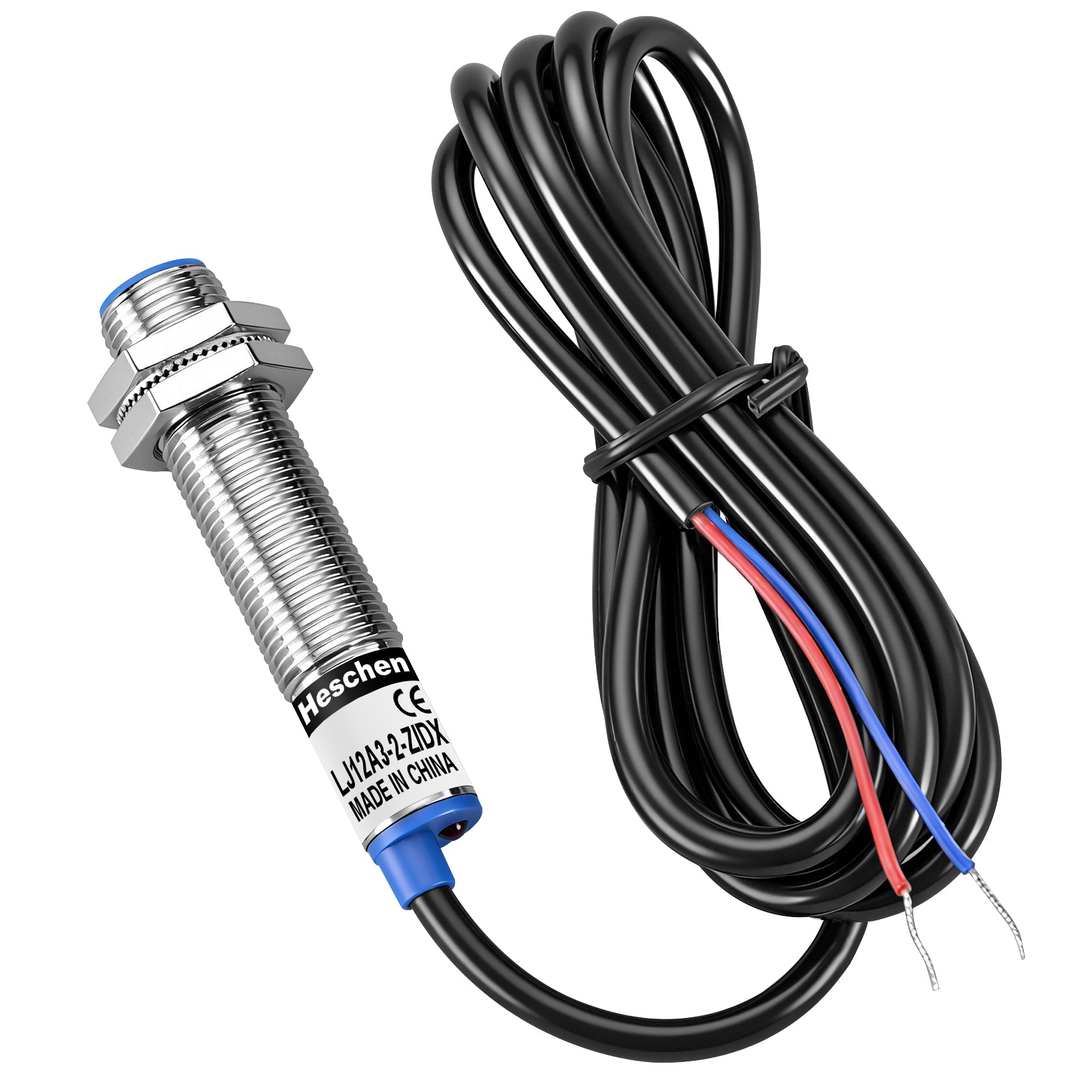 Heschen M12 Inductive Proximity Sensor Switch Shield Type LJ12A3-2-Z/DX Detector 2mm 10-30VDC 200mA Normally Closed(NC) 2 Wire