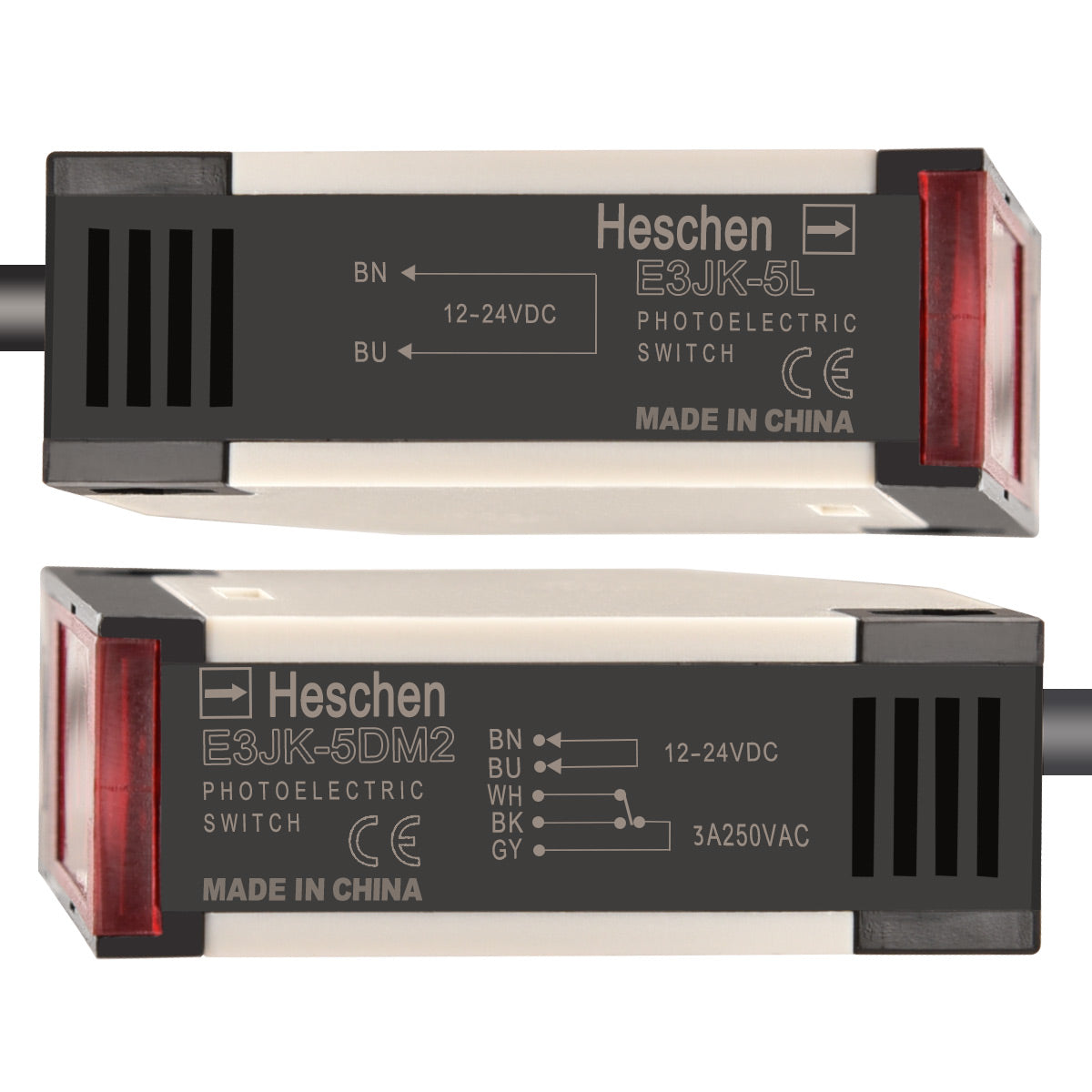 Heschen Photoelectric Switch E3JK-5DM2-5L DC 12-24V Bijection Type Detection Distance 5m