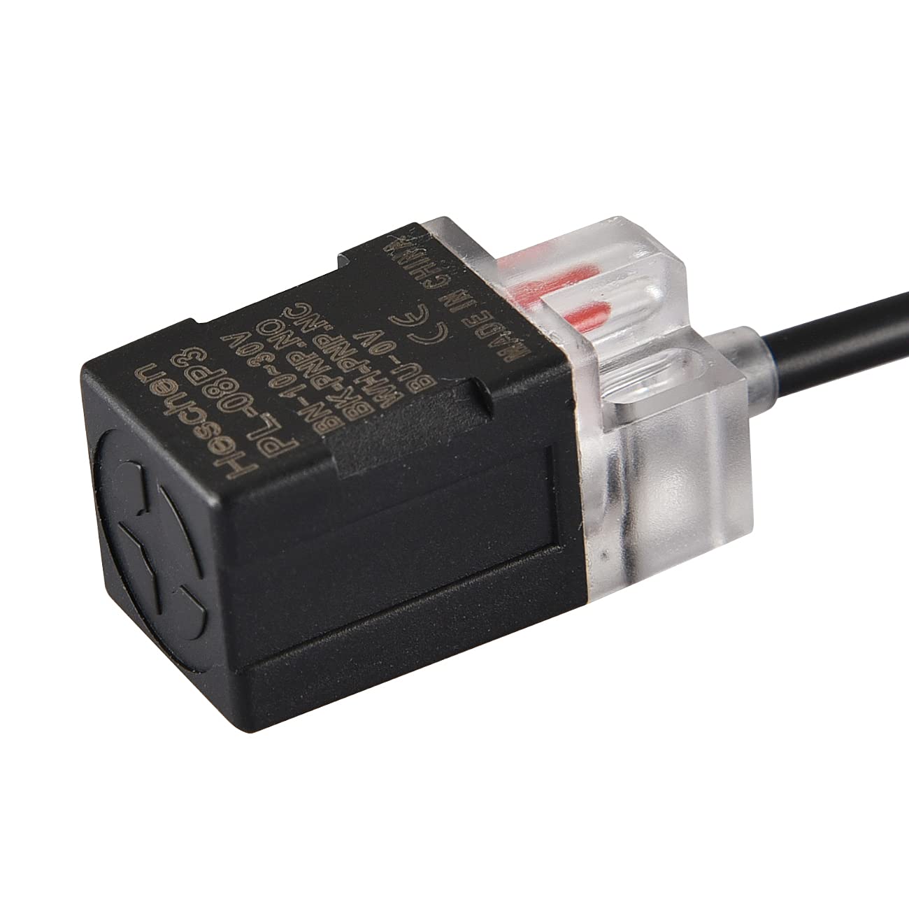 Heschen Square Inductive Proximity Sensor Switch Non-Shield Type PL-08P3 Detector Distance 8mm 10-30VDC 200mA PNP NO+NC 4 Wire,Pack of 5