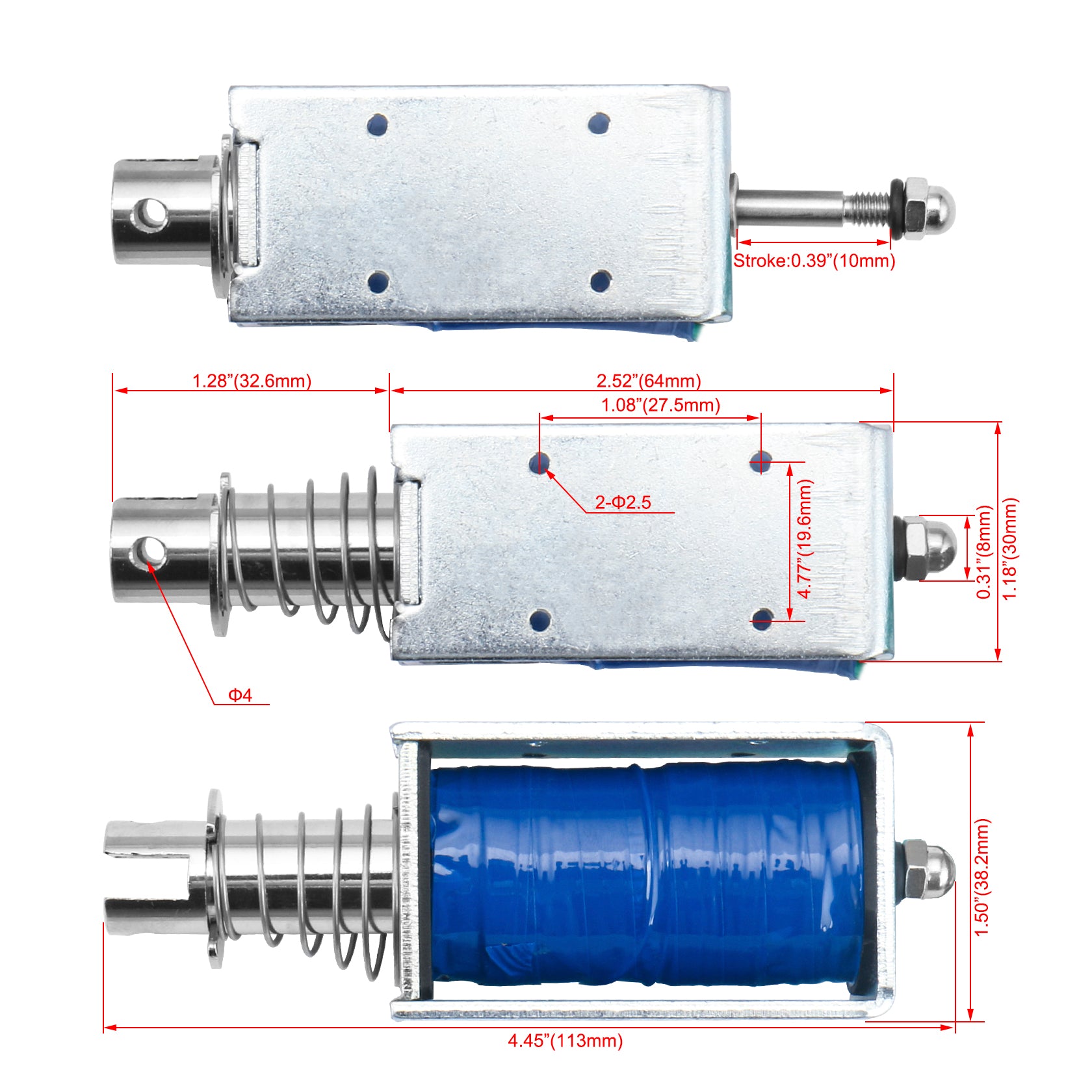 Hechen Solenoid Electromagnet HS-1264B DC12V/24V 55N 10mm Stroke Push Pull Type Open Frame Door Lock