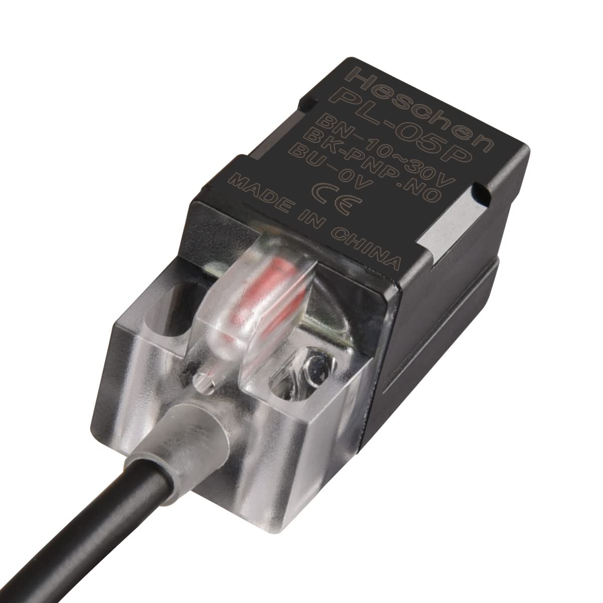 Heschen Square Inductive Proximity Sensor Switch, Non-Shield Type, PL-05P, Detector Distance 5mm, 10-30VDC 200mA, PNP Normally Open(NO), 3 Wire,Pack of 5
