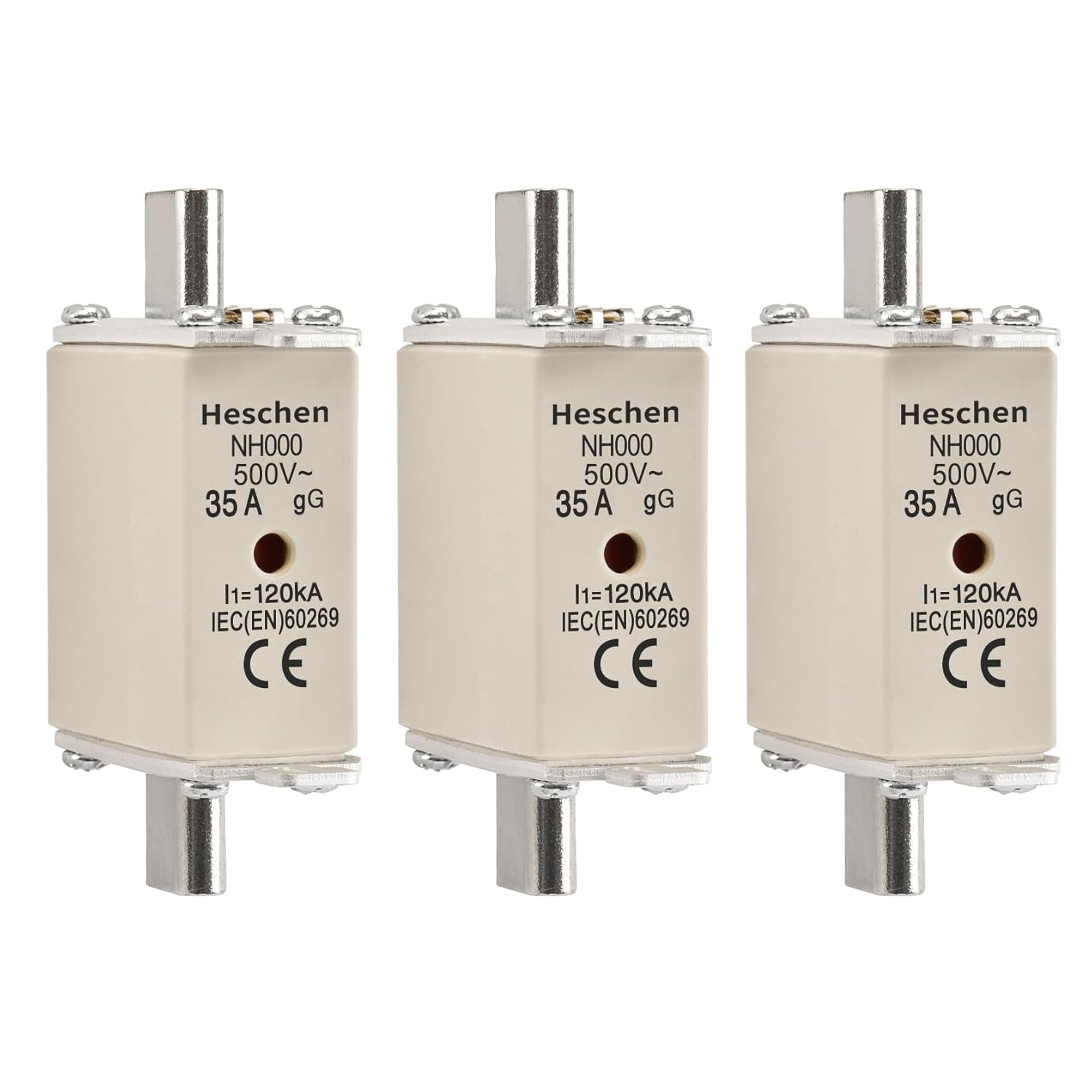 Heschen Cylindrical Type NH Fuse Link NH000 35A Ingenuity for Life Combination Detector Pack of 3