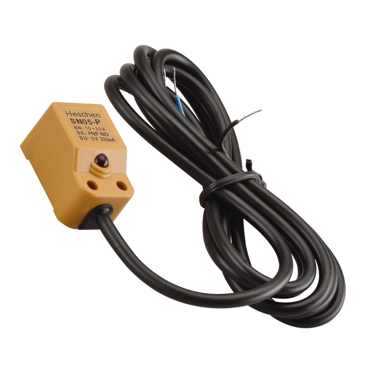 Heschen Square Inductive Proximity Sensor Switch, Non-Shield Type, SN05-P, Detector Distance 5mm, 10-30VDC 200mA, PNP Normally Open(NO), 3 Wire,Pack of 5