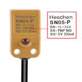 Heschen Square Inductive Proximity Sensor Switch, Non-Shield Type, SN05-P, Detector Distance 5mm, 10-30VDC 200mA, PNP Normally Open(NO), 3 Wire,Pack of 5