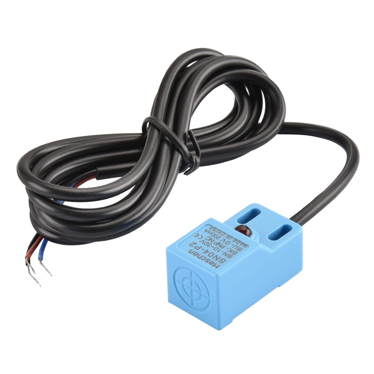 Heschen Square Inductive Proximity Sensor Switch, Non-Shield Type, SN04-P2, Detector Distance 5mm, 10-30VDC 200mA, PNP Normally Closed(NC), 3 Wire,Pack of 5