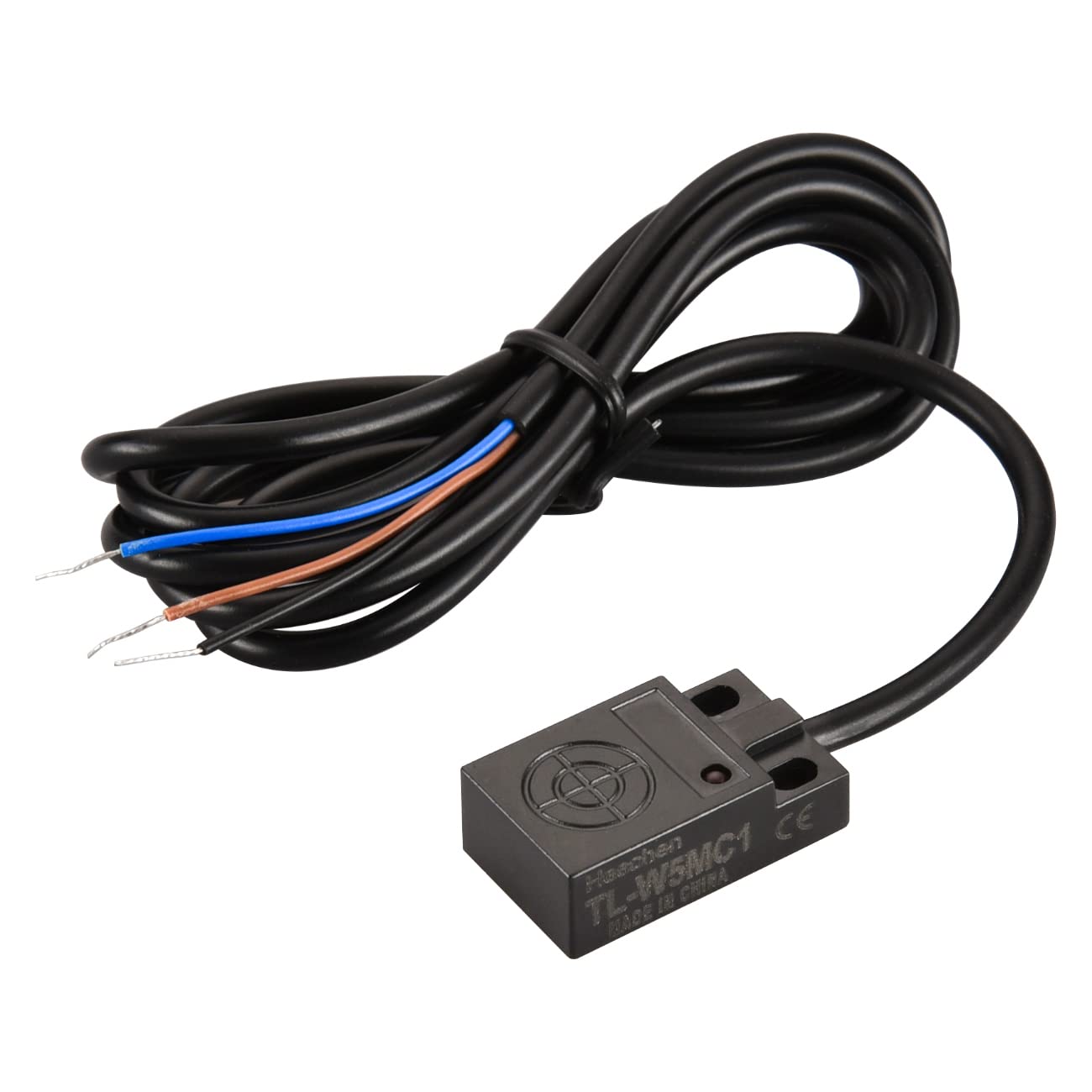Heschen Square Inductive Proximity Sensor Detection Switch, Non-Shield Type, TL-W5MC1, Detector Distance 5mm, 10-30VDC 200mA, NPN Normally Open(NO), 3 Wire, CE,Pack of 5