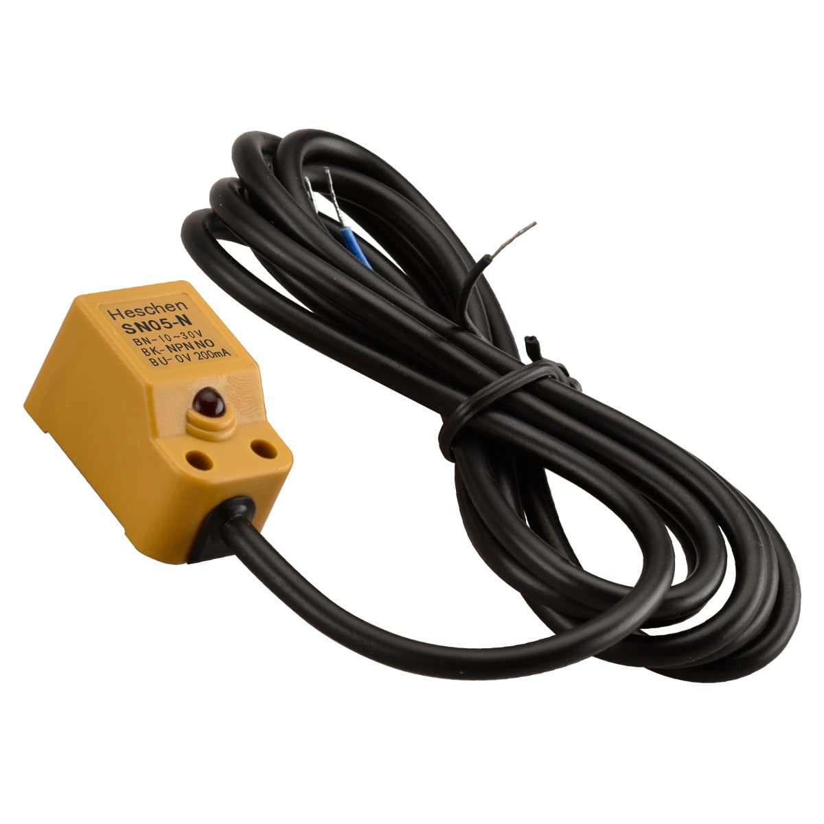 Heschen Square Inductive Proximity Sensor Switch, Non-Shield Type, SN05-N, Detector Distance 5mm, 10-30VDC 200mA, NPN Normally Open(NO), 3 Wire,Pack of 5