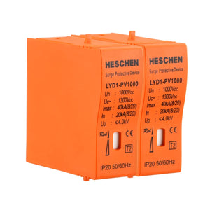 Heschen Surge Protective Device Module, LYD1-PV1000, 1000VDC 20KA, 35mm DIN Rail Mounting, 2PCS