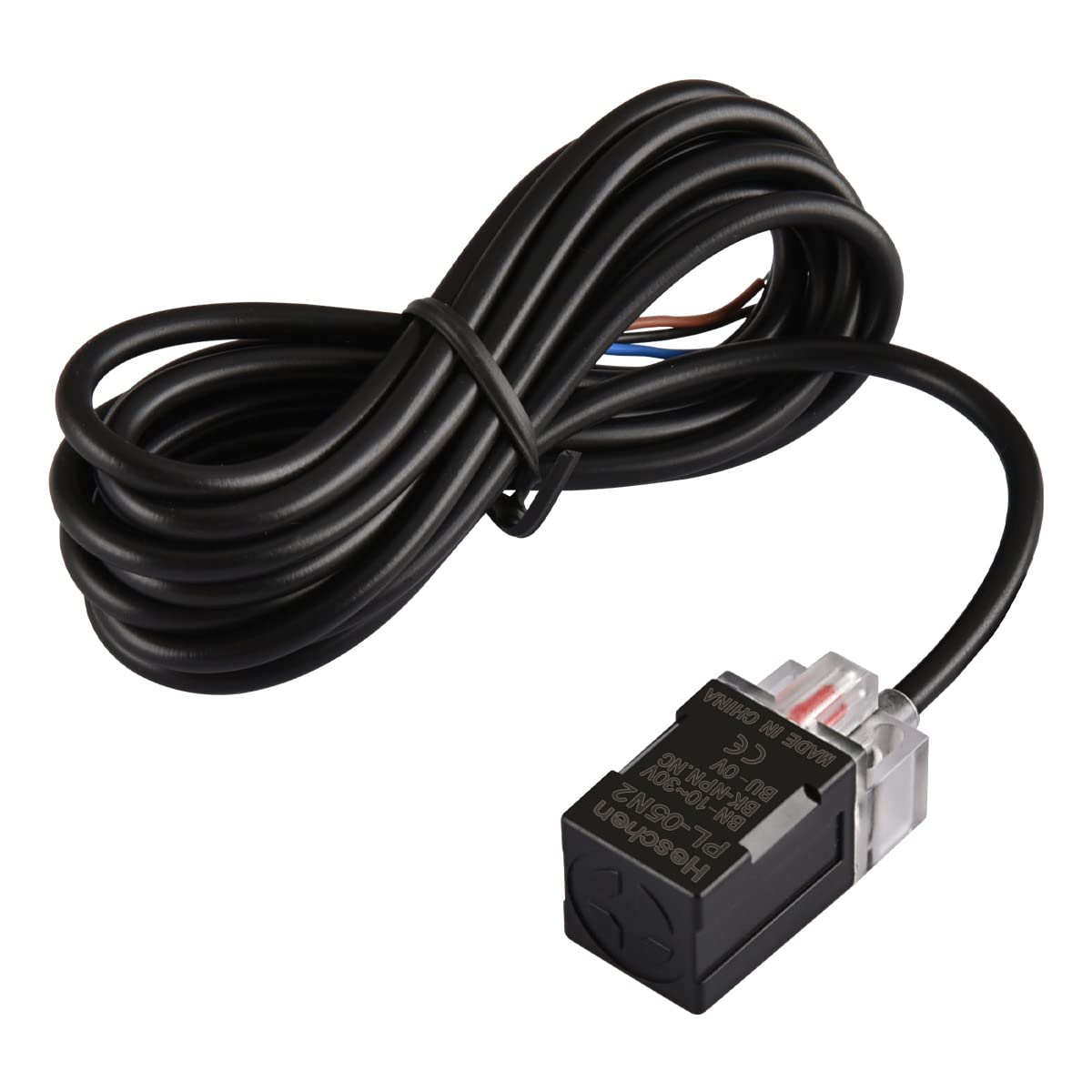 Heschen Square Inductive Proximity Sensor Switch, Non-Shield Type, PL-05N2, Detector Distance 5mm, 10-30VDC 200mA, NPN Normally Closed(NC), 3 Wire,Pack of 5