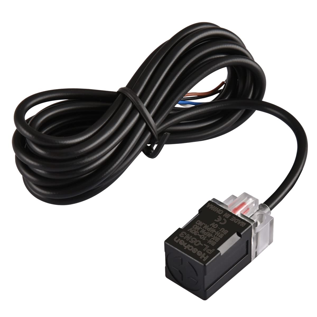 Heschen Square Inductive Proximity Sensor Switch, Non-Shield Type, PL-05N3, Detector Distance 5mm, 10-30VDC 200mA, NPN NO+NC, 4 Wire,Pack of 5