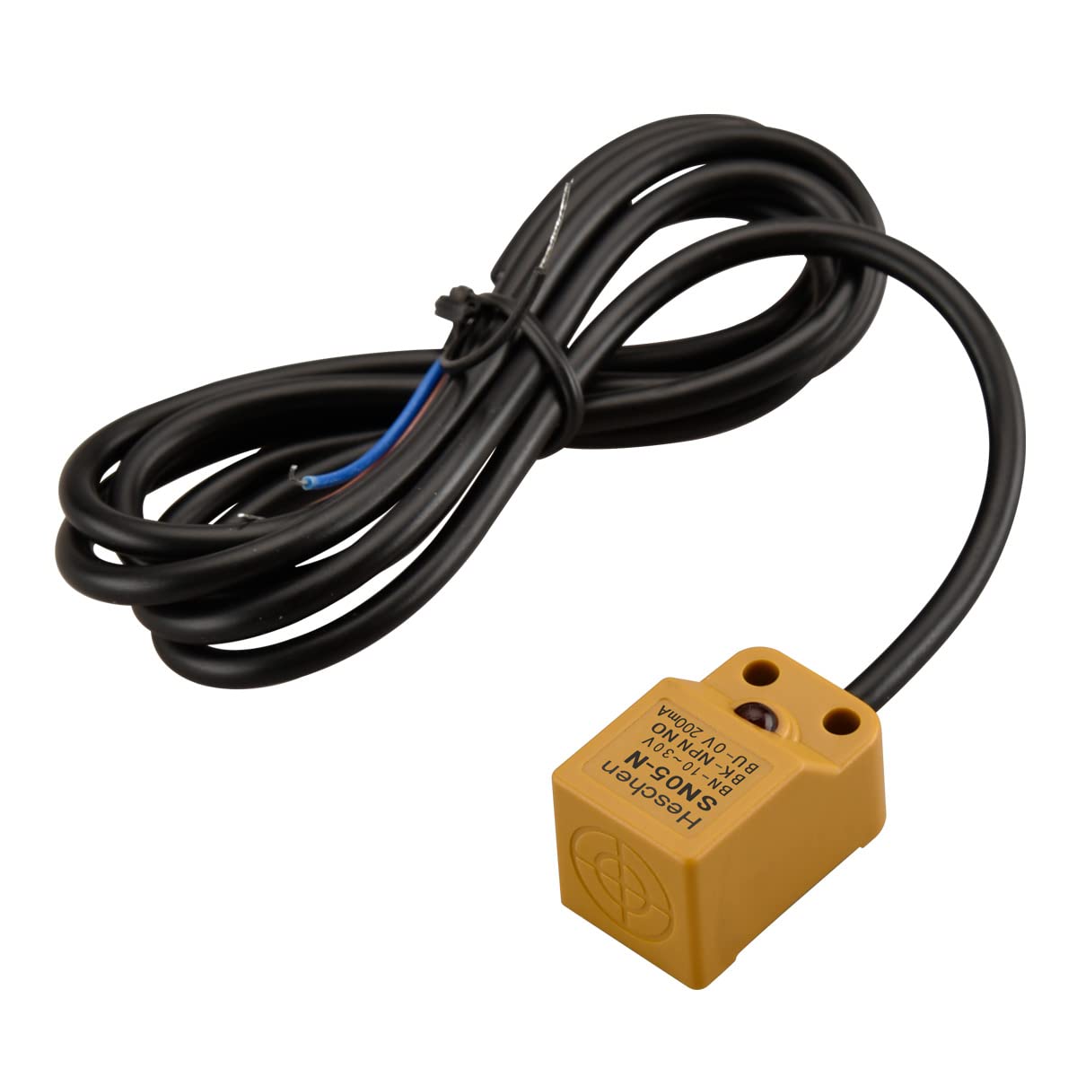 Heschen Square Inductive Proximity Sensor Switch, Non-Shield Type, SN05-N, Detector Distance 5mm, 10-30VDC 200mA, NPN Normally Open(NO), 3 Wire,Pack of 5