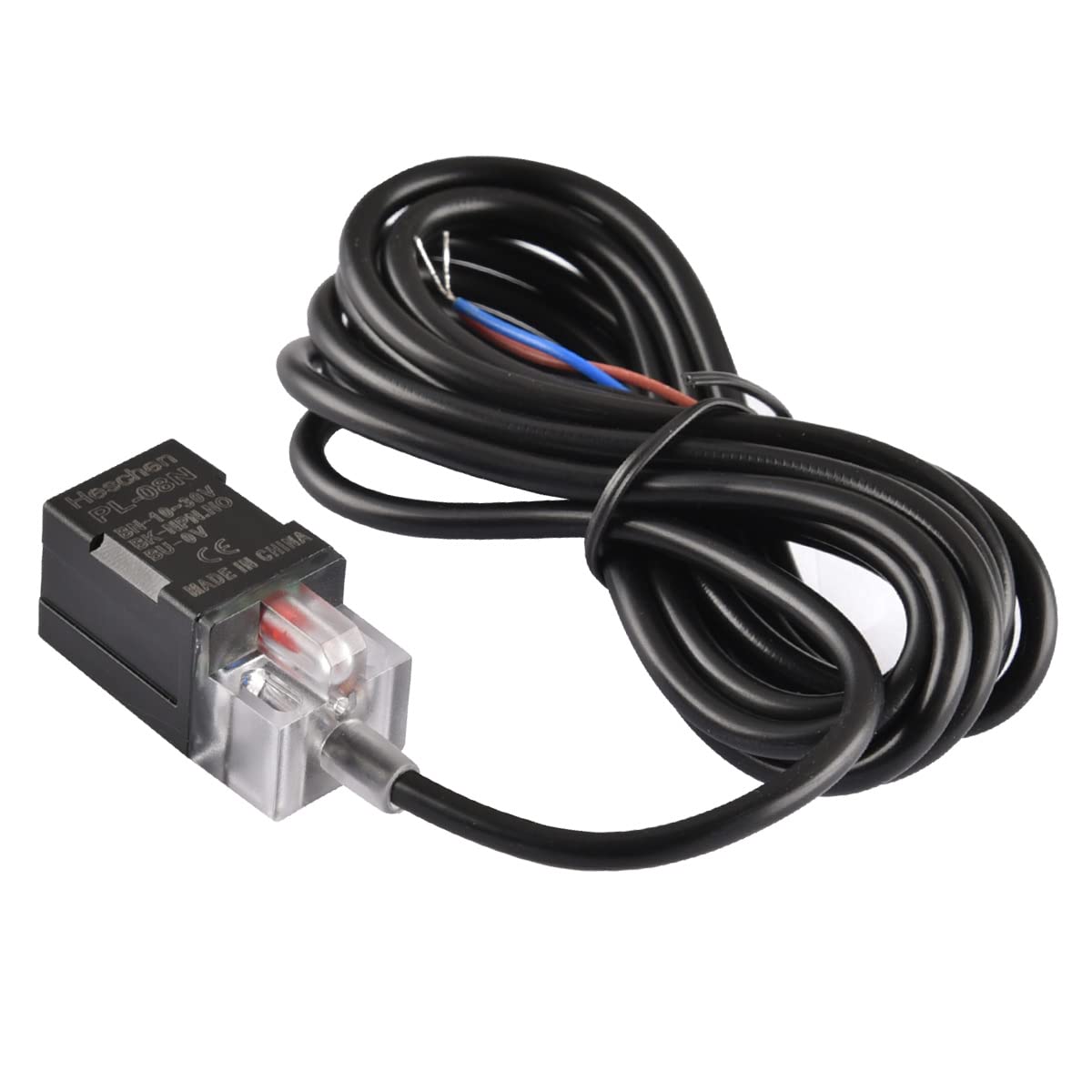 Heschen Square Inductive Proximity Sensor Switch, Non-Shield Type, PL-08N, Detector Distance 8mm, 10-30VDC 200mA, NPN Normally Open(NO), 3 Wire,Pack of 5