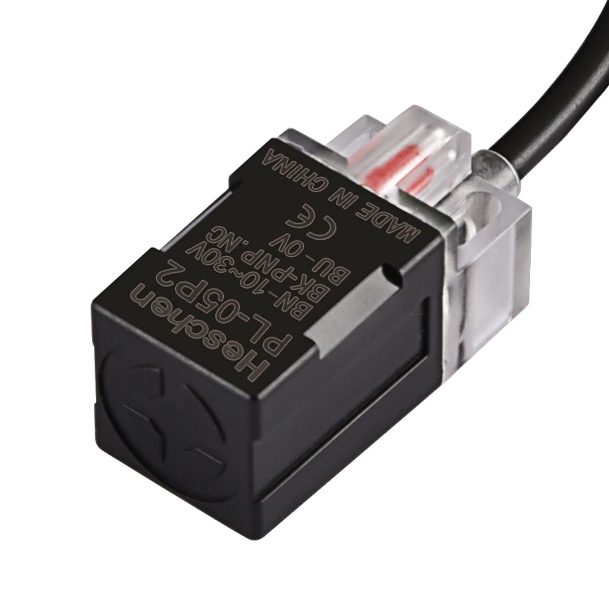 Heschen Square Inductive Proximity Sensor Switch, Non-Shield Type, PL-05P2, Detector Distance 5mm, 10-30VDC 200mA, PNP Normally Closed(NC), 3 Wire,Pack of 5