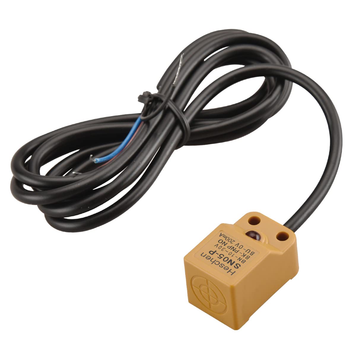 Heschen Square Inductive Proximity Sensor Switch, Non-Shield Type, SN05-P, Detector Distance 5mm, 10-30VDC 200mA, PNP Normally Open(NO), 3 Wire,Pack of 5