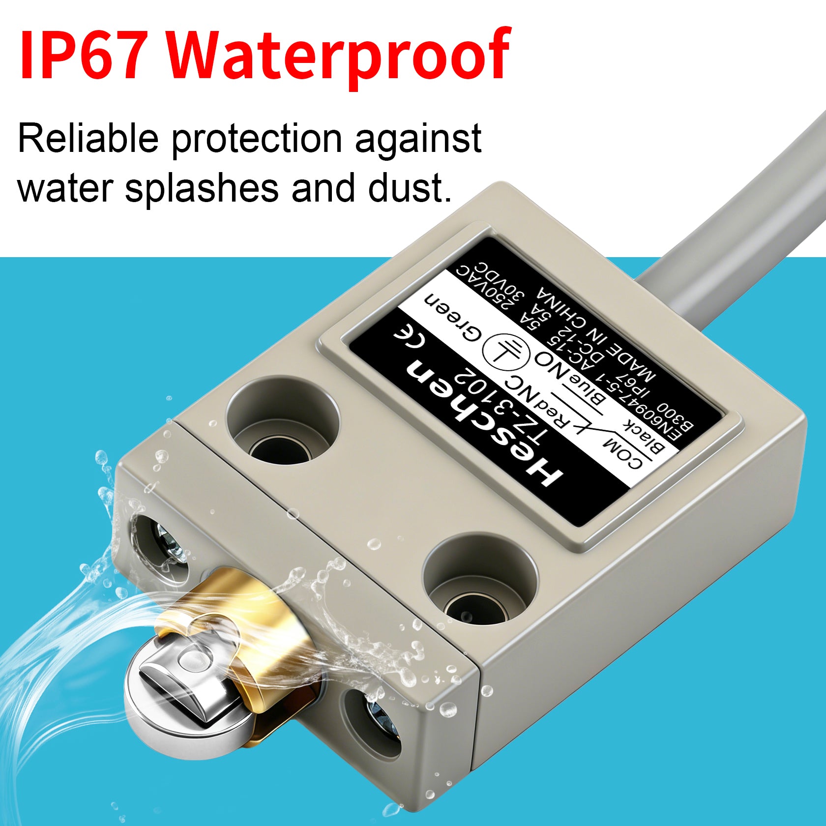 Heschen Limit Switch TZ-3102 1NO+1NC SPDT IP67 Stainless Steel Roller