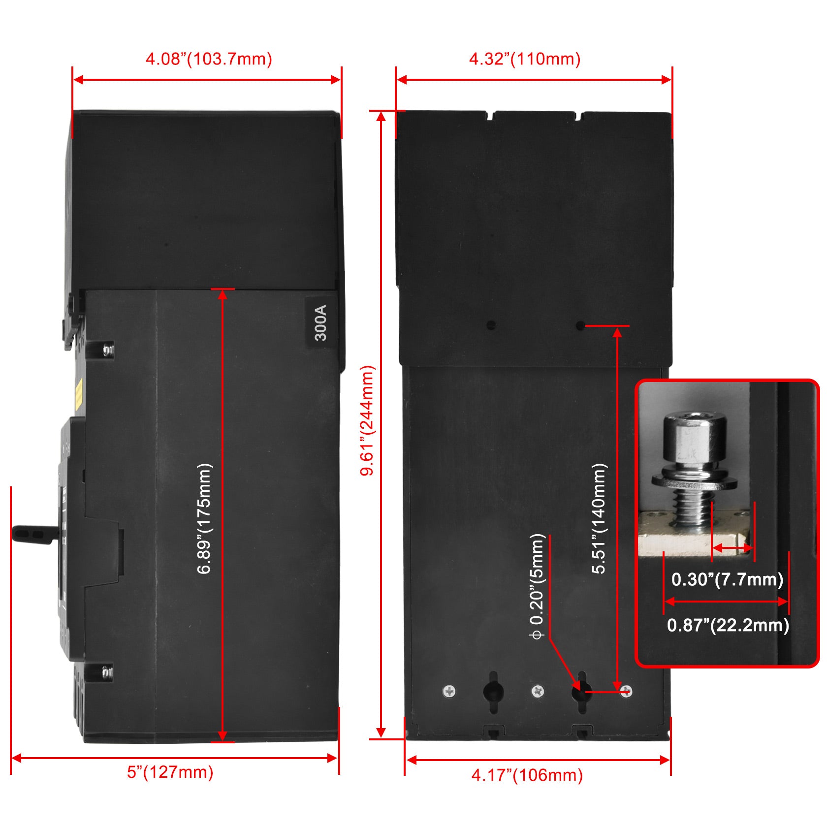 Heschen MCCB Molded Case Circuit Breaker DC,Photovoltaic Circuit Breaker, HSM3DC-320, 2 Poles, DC1500V 280A/300A/320A, With Protective Cover