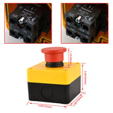 Heschen Red Sign Momentary Emergency Stop Switch Push Button Switch 1NO 1NC 660V 10A with Box