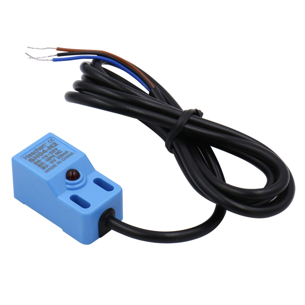 Heschen Square Inductive Proximity Sensor Switch Non-Shield Type SN04-N2 Detector Distance 5mm 10-30VDC 200mA NPN Normally Closed(NC) 3 Wire,Pack of 5