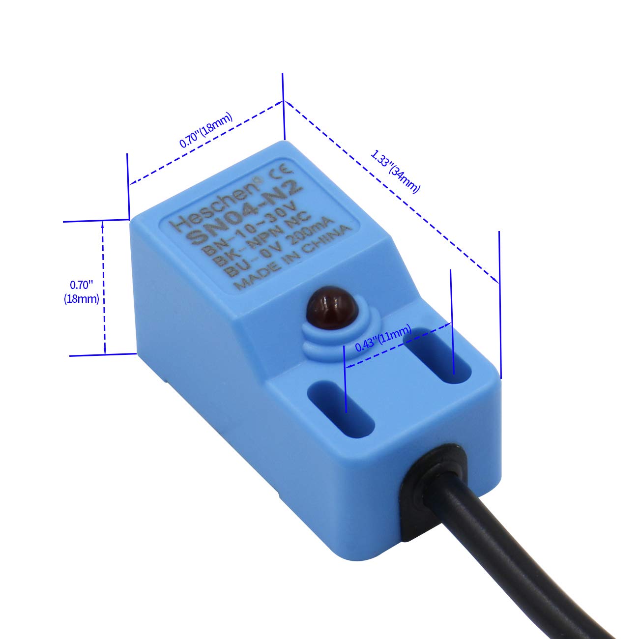 Heschen Square Inductive Proximity Sensor Switch Non-Shielded Type PL-05N3 Detector Distance 5mm 10-30V DC 200mA NPN NO NC 4 Wires Heschen Square Inductive Proximity Sensor Switch Non-Shielded Type PL-05N3 Detector Distance 5mm 10-30V DC 200mA NPN NO NC 4 Wires