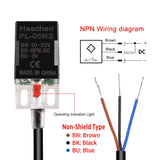 Heschen Square Inductive Proximity Sensor Switch, Non-Shield Type, PL-05N2, Detector Distance 5mm, 10-30VDC 200mA, NPN Normally Closed(NC), 3 Wire,Pack of 5