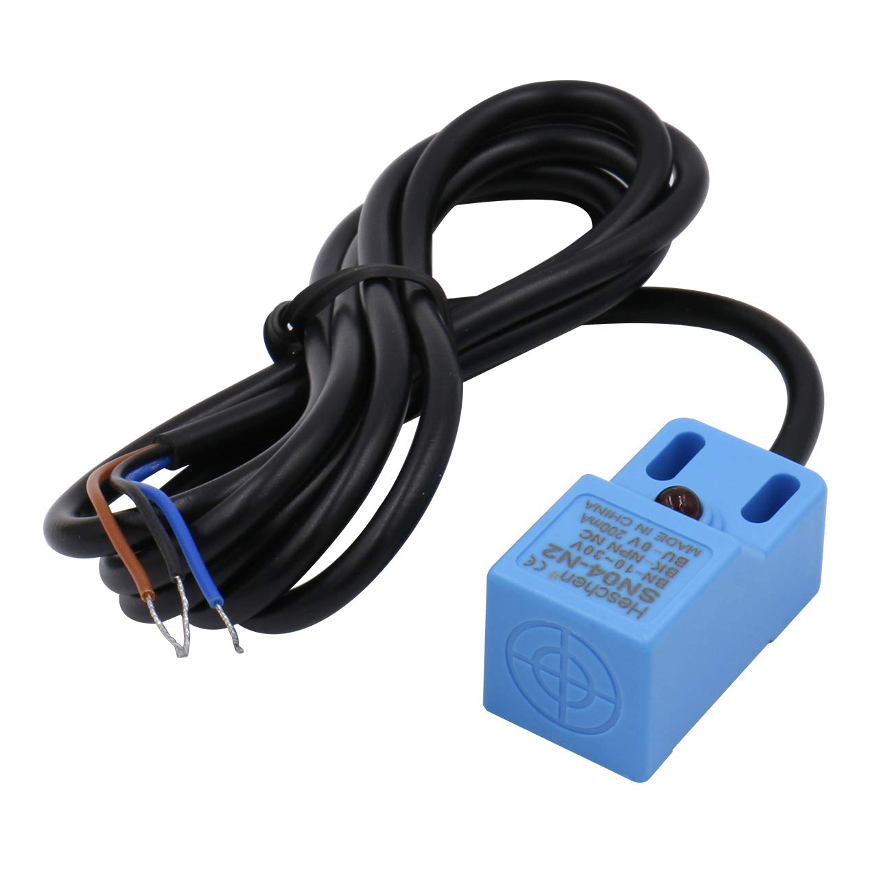 Heschen Square Inductive Proximity Sensor Switch Non-Shield Type SN04-N2 Detector Distance 5mm 10-30VDC 200mA NPN Normally Closed(NC) 3 Wire,Pack of 5
